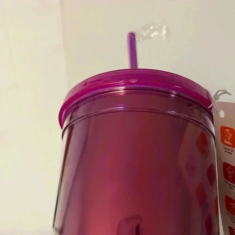 NWT Dunkin Donuts Limited Edition 2024 Valentines Tumbler Heart Straw Pink